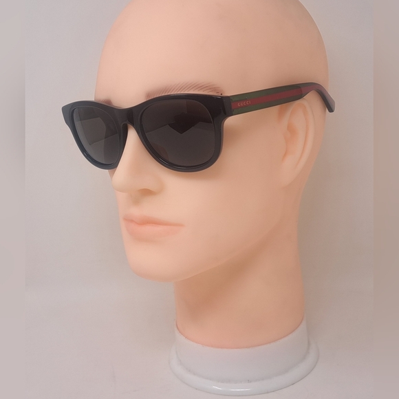 Gucci Men's Sunglasses Black Green Polarized Rectangle GG0003S 52mm 52-21-145 - Picture 9 of 16